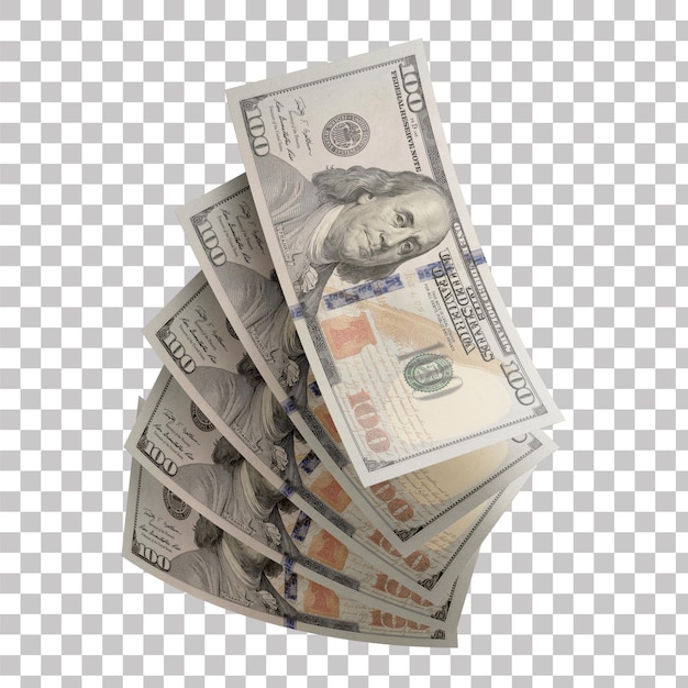 Aktyw 3D realistyczny amerykański banknot 100 dolarów z odizolowanym tłem