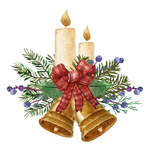 Akvarell juleelement isolert