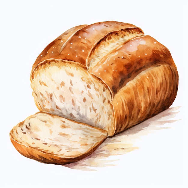 PSD akwarel jeden naturalny chleb ai wygenerowany obraz