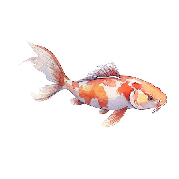 Akwarel Koi Carp Fish Ilustracja Ręcznie Narysowany Element Projektowy Izolowany Na Białym Tle