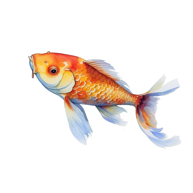 Akwarel Koi Carp Fish Ilustracja Ręcznie narysowany element projektowy izolowany na białym tle