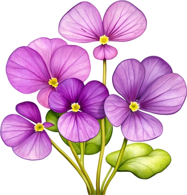 PSD akwarel rośliny purple shamrock