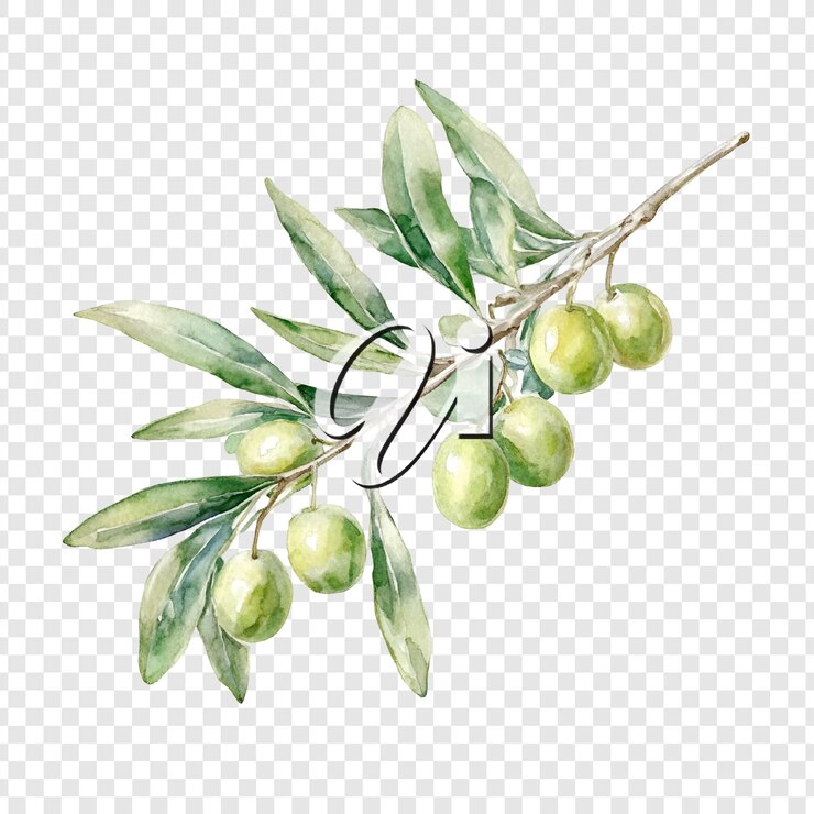PSD akwarela ilustracja gałązka oliwna