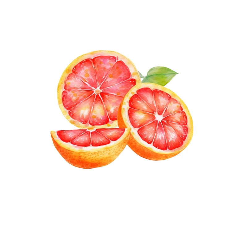 PSD akwarela ilustracja grejpfrutowa ręcznie narysowany element projektowania świeżych produktów spożywczych izolowany na białym