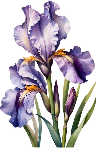PSD akwarela przedstawiająca kwiat brodatego irysa ilustracja kwiatów aigenerated