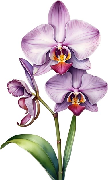 Akwarela Przedstawiająca Kwiat Orchidei Zygopetalum Ilustracja Kwiatów Aigenerated