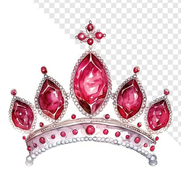 Akwarela Ruby Queen Crown Ilustracja Na Przezroczystym Tle