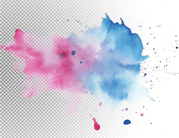 Akwarela Splatter Art z różowymi i niebieskimi kolorami