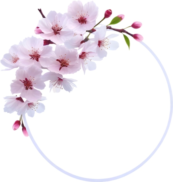 PSD akwarelowy obraz kwiatów wiśni ramka kwiatowa