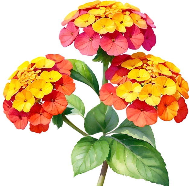 PSD akwarelowy obraz kwiatu lantana