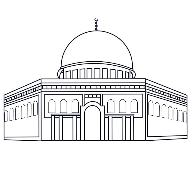 PSD al aqsa mosque outlined vector illustration