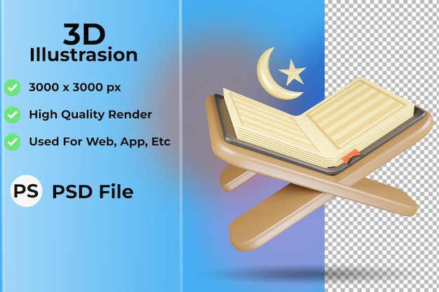 al-koran 3d pictogram illustratie