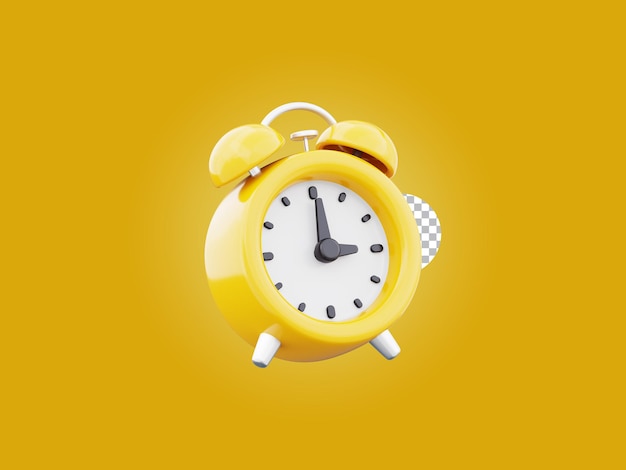 Alarm clock 3d icon watch design illustration isolated on transparent background