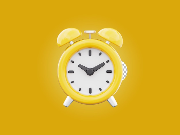 Alarm clock 3d icon watch design illustration isolated on transparent background