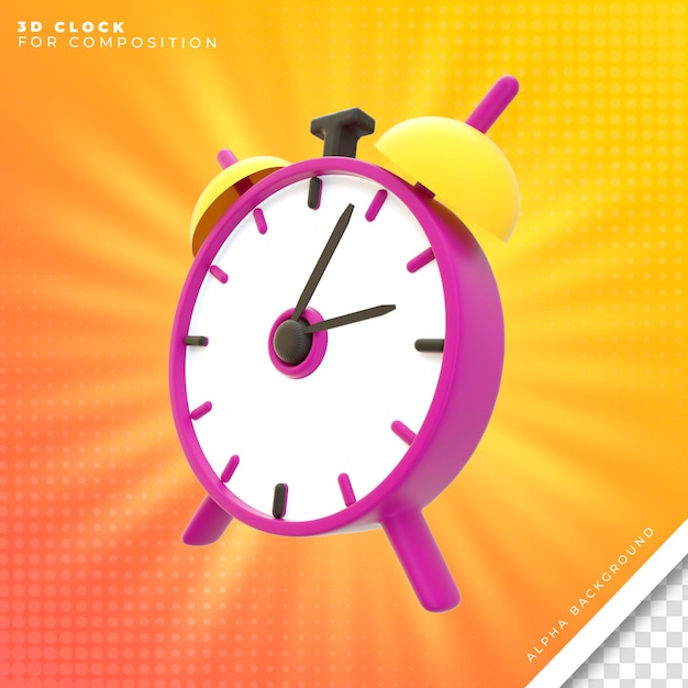 Alarm clock 3d object for composition