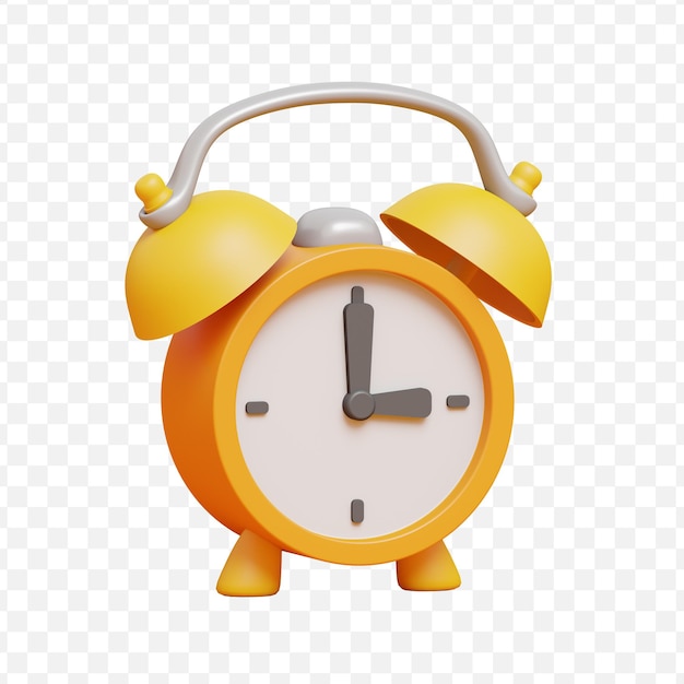 Alarm clock icon 3d render illustration on transparent background