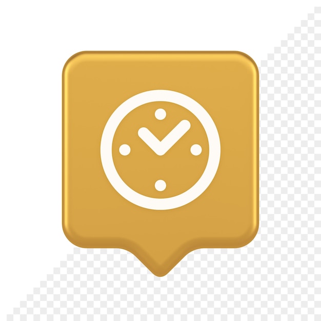 PSD alarm clock time countdown button deadline measurement 3d realistic speech bubble icon