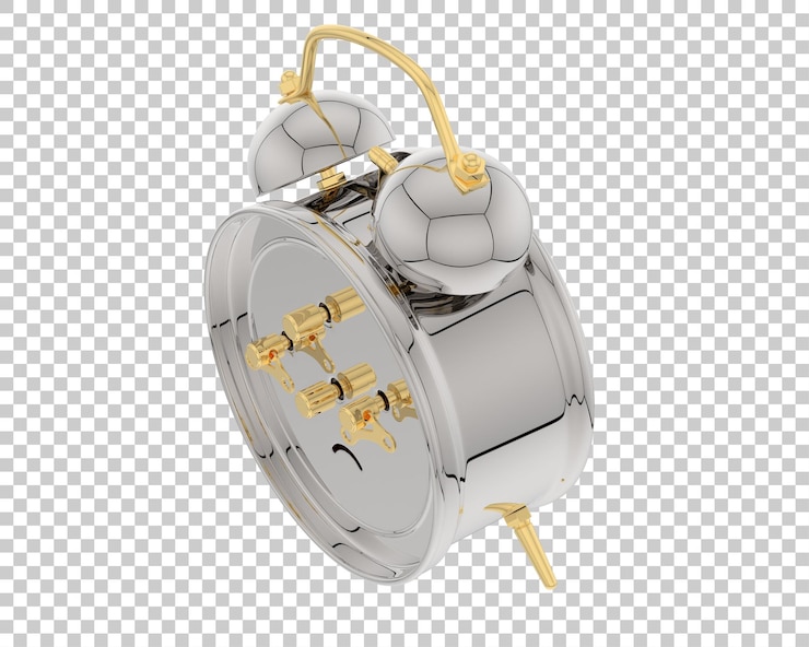 PSD alarm clock on transparent background 3d rendering illustration