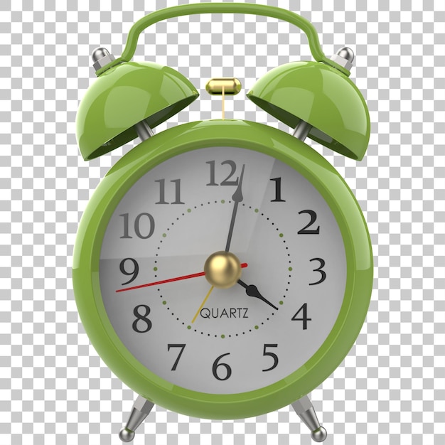 Alarm clock on transparent background 3d rendering illustration