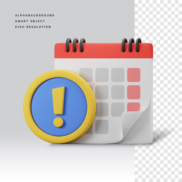 PSD alarm kalendarza ikona ilustracja 3d