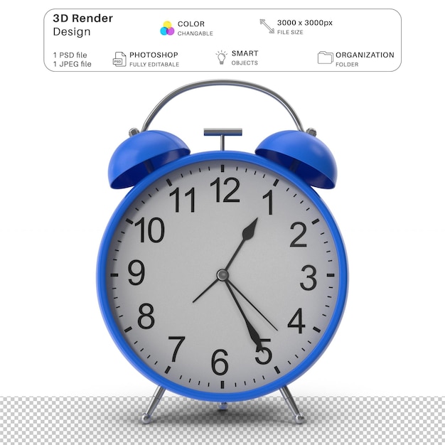 Alarm Vintage Clock Modelowanie 3D Plik PSD Realistyczny zegar