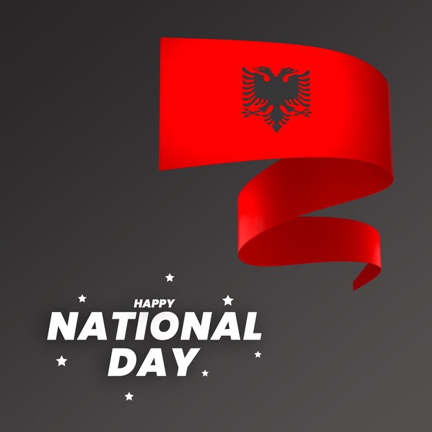 albania flag element design national independence day banner ribbon psd