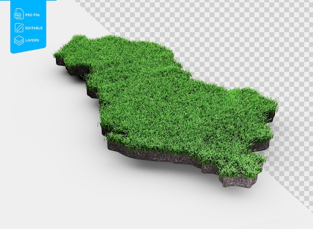 アルバニアの土地質学地図 緑の草と岩の地面質感 3dイラスト
