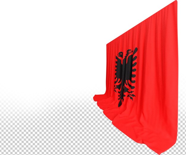 PSD albanian flag curtain in 3d rendering weaving albanian heritage