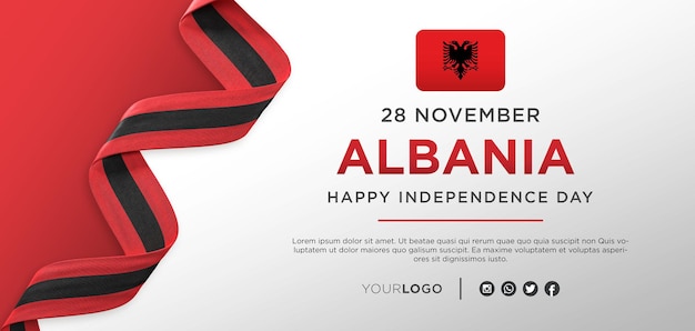 Albanië Nationale Onafhankelijkheidsdag Viering Banner, Nationale Verjaardag