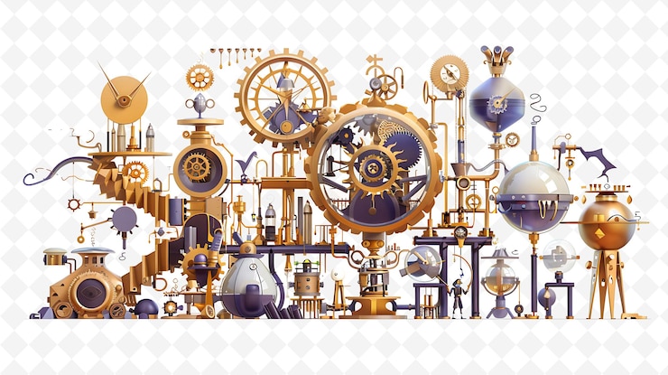 PSD alchemical characters transmuting metals design is metallic flat illustration festival theme art