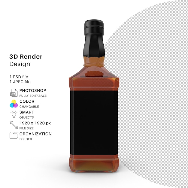 PSD alcohol bottle 3d modeling psd file realistic bottle