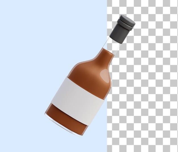 PSD bottiglie di alcol illustrazione 3d