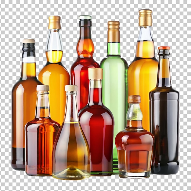 PSD alcohol bottles on transparent background