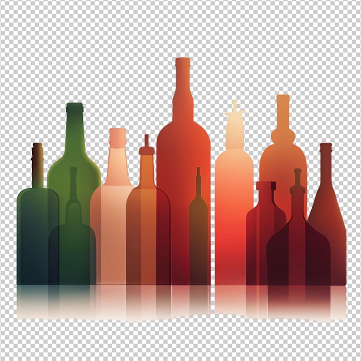 PSD alcohol bottles on white background
