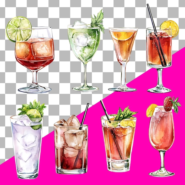 Alcohol cocktail collectie waterverf illustratie Dranken clipart
