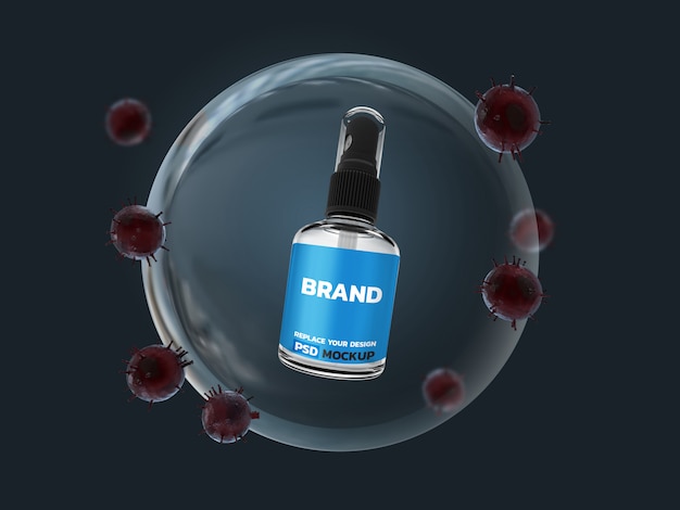Spray rendering corona virus mockup 3d rendering design