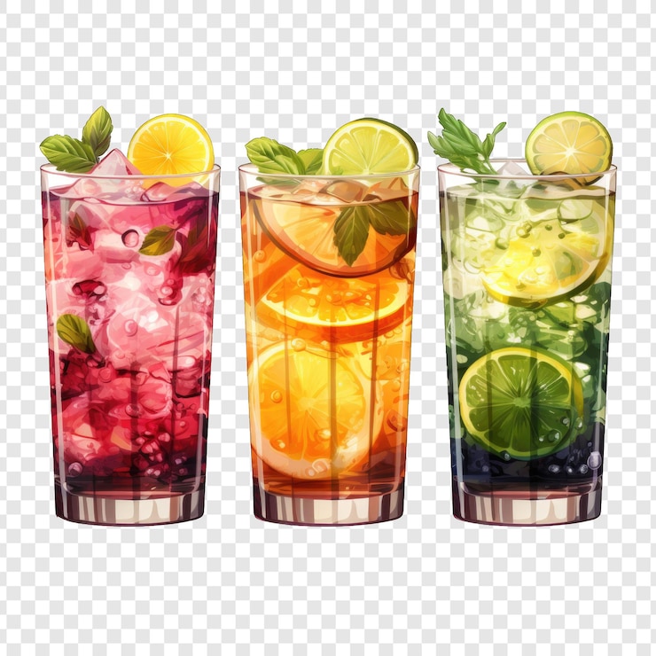 PSD alcoholic cocktails isolated style png with white background cartoon generative ia