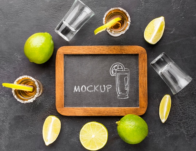 Alcoholic drinks with blackboard mock-up