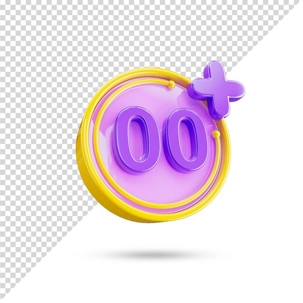 Aldersbegrænsning 00 Plus 3d ikon i transparent baggrund. Nul plus 3d symbol og tegn.