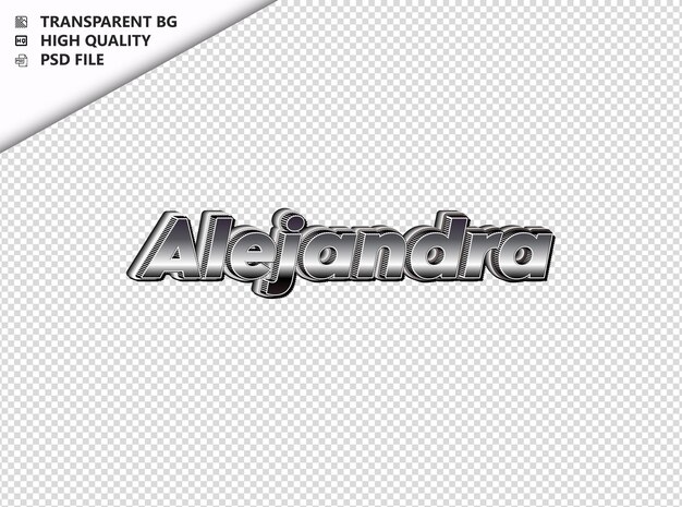 PSD alejandra typography text silver black psd transparent