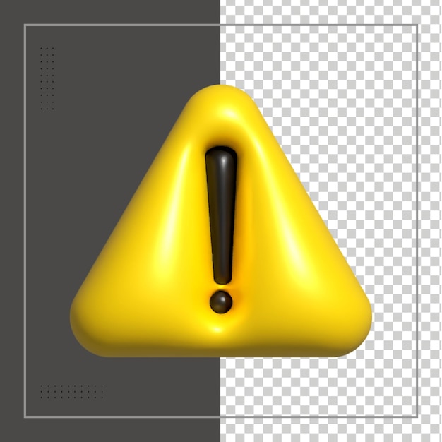 alert or warning signs 3d rendering of alert isolated on a transparent background