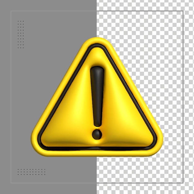 alert or warning signs 3d rendering of alert isolated on a transparent background