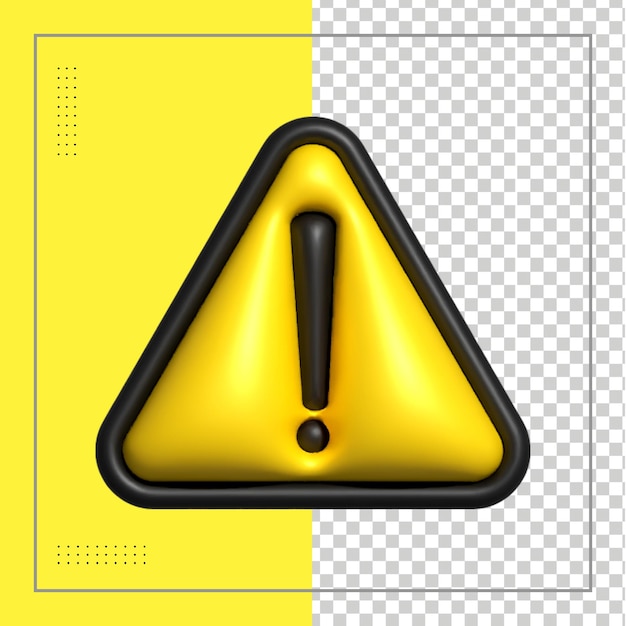 alert or warning signs 3d rendering of alert isolated on a transparent background