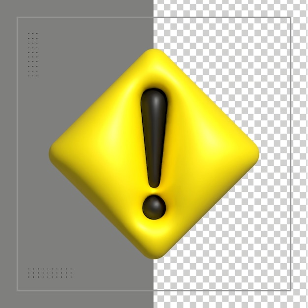 alert or warning signs 3d rendering of alert isolated on a transparent background