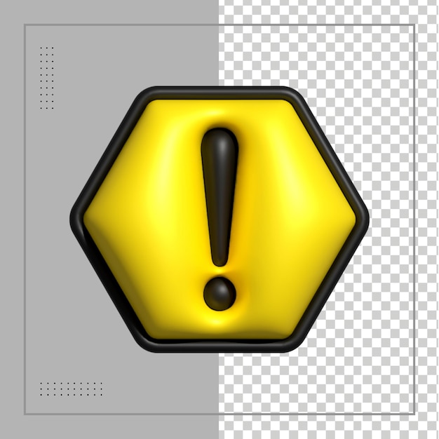 alert or warning signs 3d rendering of alert isolated on a transparent background