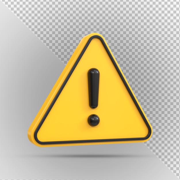 PSD alert or warning signs 3d rendering of high voltage hazard isolated on a transparent background