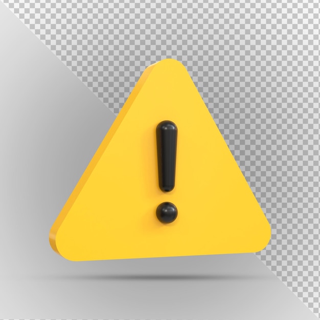 Alert or warning signs 3d rendering of high voltage hazard isolated on a transparent background