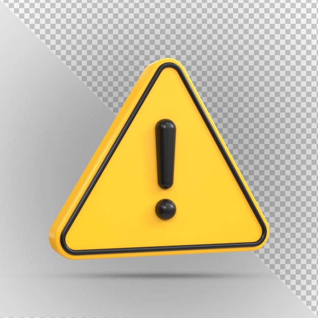 PSD alert or warning signs 3d rendering of high voltage hazard isolated on a transparent background