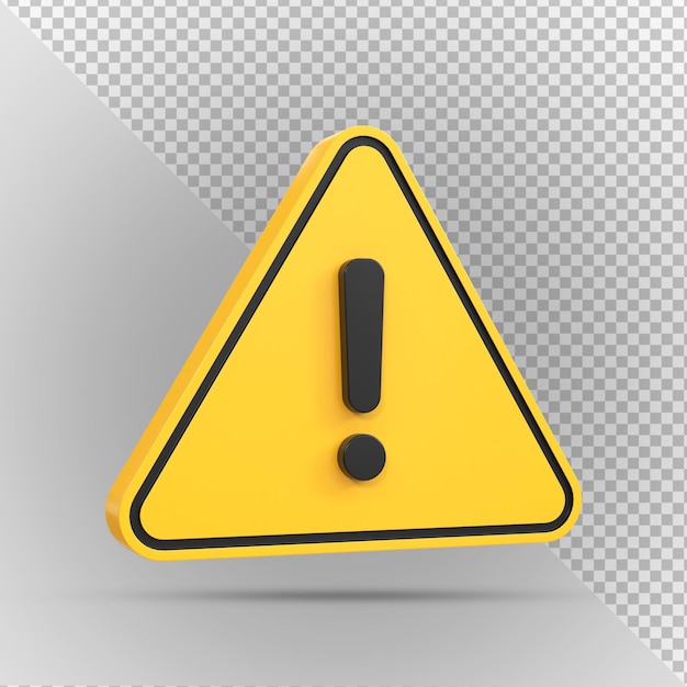 Alert or Warning signs 3d rendering of high voltage hazard isolated on a Transparent background