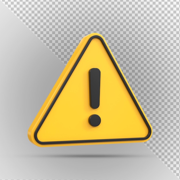 Alert or Warning signs 3d rendering of high voltage hazard isolated on a Transparent background